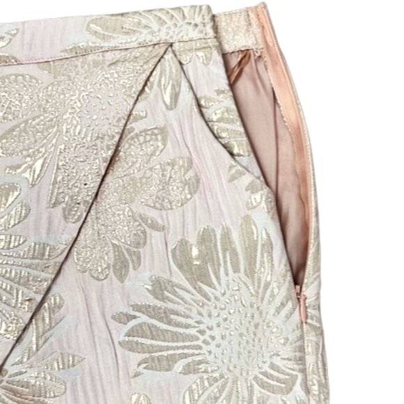 NWT Superdown Metallic Floral Brocade Skort Shorts Pastel Pink S Dressy Trendy - Picture 6 of 11